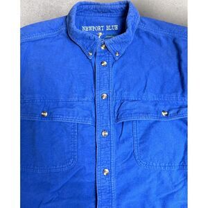 Newport Blue Flannel Shirt Men's XL Blue Solid Outdoors‎ Long Sleeve